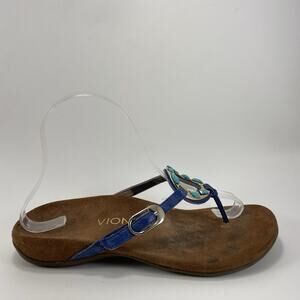 Vionic Ricci Thong Sandals Womens Size 6 Blue Turquoise Leather Comfort